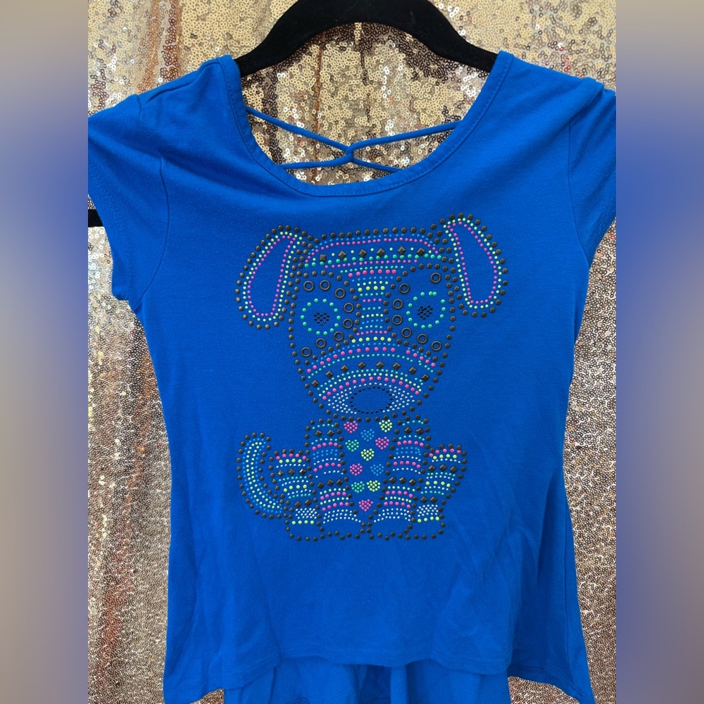 Beautees Blue Tee with Neon Accents